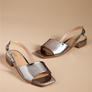 Maeve Shiny Silver Slingback Sandals